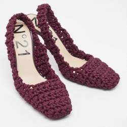 Nº21 Burgundy Crochet Slingback Pumps Size 40