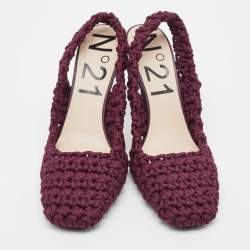 Nº21 Burgundy Crochet Slingback Pumps Size 40
