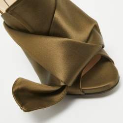 N21 Green Satin Raso Knot Mules Sandals Size 37