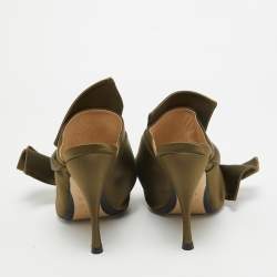 N21 Green Satin Raso Knot Mules Sandals Size 37