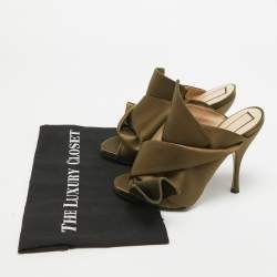 N21 Green Satin Raso Knot Mules Sandals Size 37