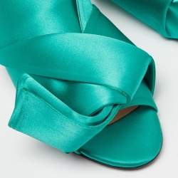 Nº21 Green Satin Knot Flat Mules Size 37