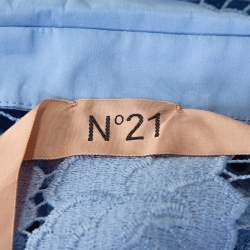 Pre Owned N21 Blue Floral Guipure Lace Oversized Shirt S