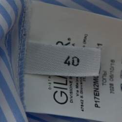 N21 Light Blue Striped Cotton Embroidered Off Shoulder Top S