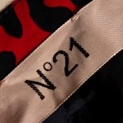 N21 Red Silk Blend Animal Print Midi Skirt S