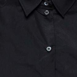 Pre Owned N21 Black Cotton Grid Lace Paneled Feather Trim Shirt XS