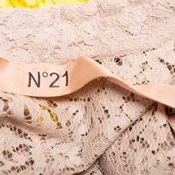 N21 Beige & Yellow Paneled Lace Pleated Detail Button Tunic S