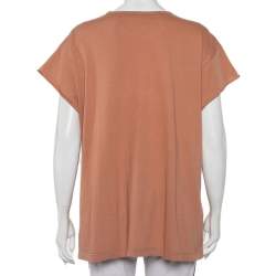 Nº21 Pink Cotton Metallic Logo Printed T-Shirt L