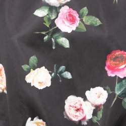 N21 Black Floral Print Synthetic Half Sleeve Tunic Top M