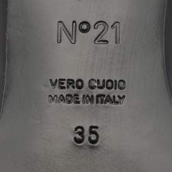 Pre Owned Nº21 Black Leather Crystal Embellished Buckle Slip On Loafers Size 35