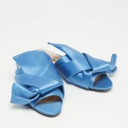 N21 Blue Satin Knotted Flat Slides Size 41