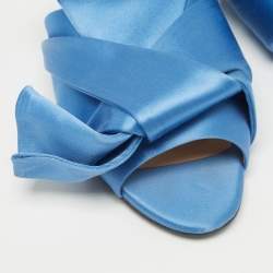 N21 Blue Satin Knotted Flat Slides Size 41