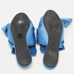 N21 Blue Satin Knotted Flat Slides Size 41