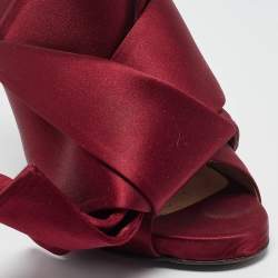 Nº21 Burgundy Satin Knotted Bow Mules Size 35