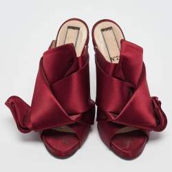 Nº21 Burgundy Satin Knotted Bow Mules Size 35