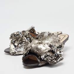 N21 Metallic Sequins Knotted Slide Sandals Size 37