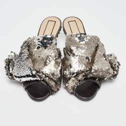 N21 Metallic Sequins Knotted Slide Sandals Size 37