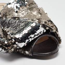 N21 Metallic Sequins Knotted Slide Sandals Size 37