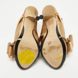 Pre Owned N21 Gold Satin Raso Knot Mules Size 37.5