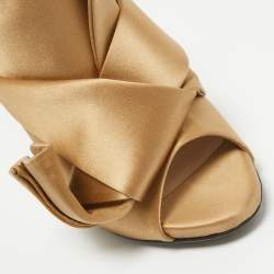 Pre Owned N21 Gold Satin Raso Knot Mules Size 37.5