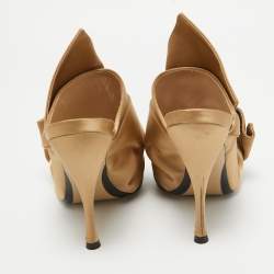 Pre Owned N21 Gold Satin Raso Knot Mules Size 37.5