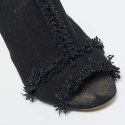 Pre Owned N21 Navy Blue Canvas Open Toe Slide Mules Size 40