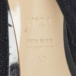 Pre Owned N21 Navy Blue Canvas Open Toe Slide Mules Size 40