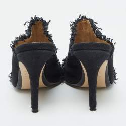 Pre Owned N21 Navy Blue Canvas Open Toe Slide Mules Size 40