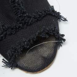 Pre Owned N21 Navy Blue Canvas Open Toe Slide Mules Size 40