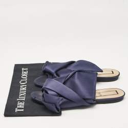 N21 Navy Blue Satin Knot Flat Slides Size 41