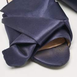 N21 Navy Blue Satin Knot Flat Slides Size 41