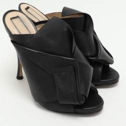 N21 Black Leather Ronny Slide Sandals Size 39