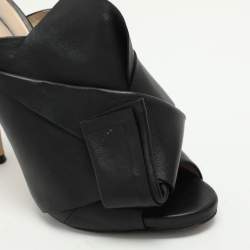 N21 Black Leather Ronny Slide Sandals Size 39