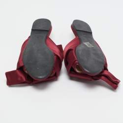 N°21 Burgundy Satin Knot Slide Flat Mules Size 40