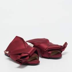 N°21 Burgundy Satin Knot Slide Flat Mules Size 40