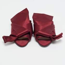 N°21 Burgundy Satin Knot Slide Flat Mules Size 40