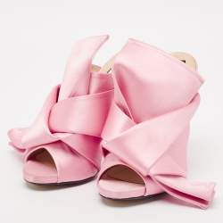 N21Pink Satin Raso Knot Peep Toe Mules Size 37.5