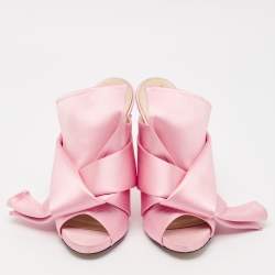 N21Pink Satin Raso Knot Peep Toe Mules Size 37.5