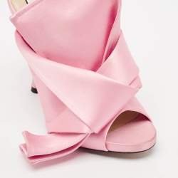 N21Pink Satin Raso Knot Peep Toe Mules Size 37.5