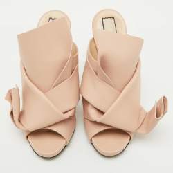 Nº21 Beige Leather Raso Knot Mules Size 39