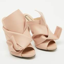 Nº21 Beige Leather Raso Knot Mules Size 39