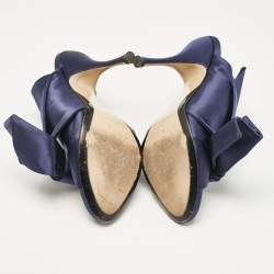 N21 Navy Blue Satin Raso Knot Peep Toe Mules Size 41