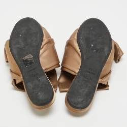 N°21 Brown Satin Raso Knot Flat Slides Sizes 37