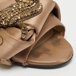 N°21 Brown Satin Raso Knot Flat Slides Sizes 37