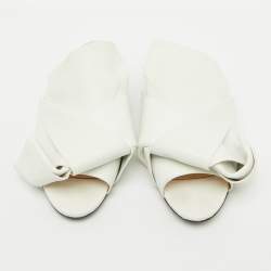 Nº21 White Leather Knot Flat Mules Size 39