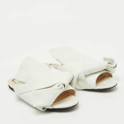Nº21 White Leather Knot Flat Mules Size 39