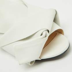 Nº21 White Leather Knot Flat Mules Size 39