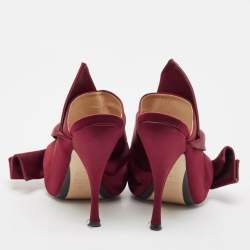 N21 Burgundy Satin Raso Knot Peep Toe Mules Size 36