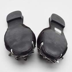 N°21 Black Satin Crystal Embellished Flat Mules Size 40