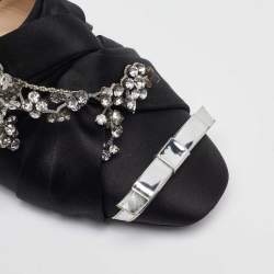 N°21 Black Satin Crystal Embellished Flat Mules Size 40